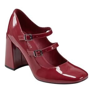 Marc Fisher Women's Charisy Mary Jane Block Heel Pumps Dark Red Patent Size 8